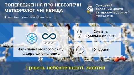 На Сумщині прогнозують дощ із мокрим снігом