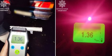 У Сумах патрульні вночі зупинили двох п’яних водіїв з однаковими показниками алкоголю в крові